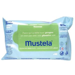 Mustela Lingettes Nettoyantes x60 – 97% Naturelles et Éco-Conçues